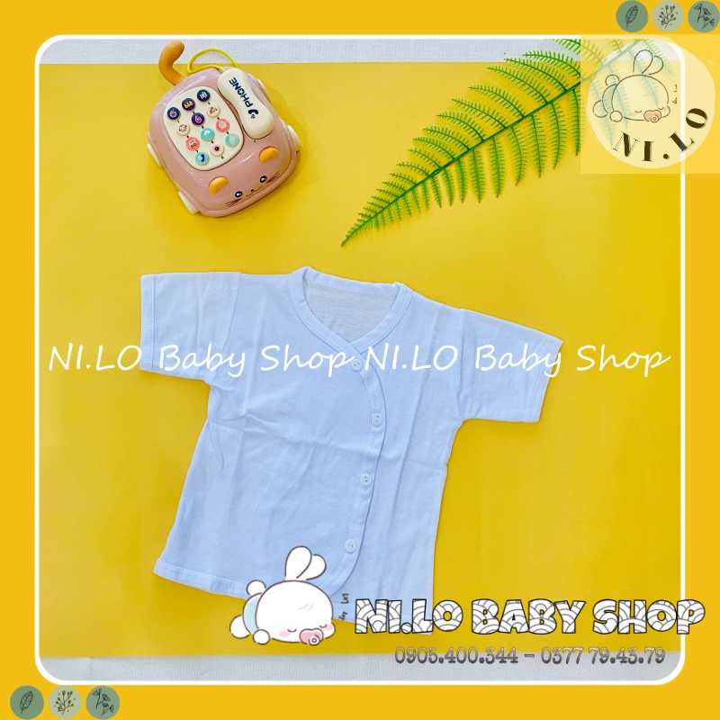 Áo sơ sinh Ngắn tay Cài Xéo Màu Trắng Trơn (100% Cotton Cao Cấp)