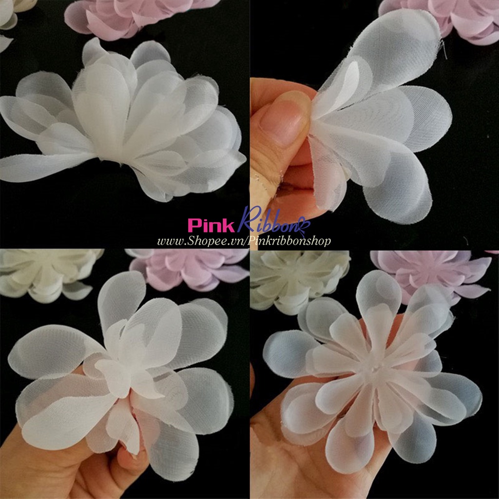TÚI 10 CÁNH - Cánh hoa voan so le 2 cỡ 8cm và 12cm
