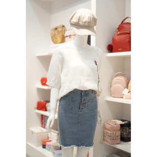 Áo Sơ Linen Thuê Hoa 304 Trắng