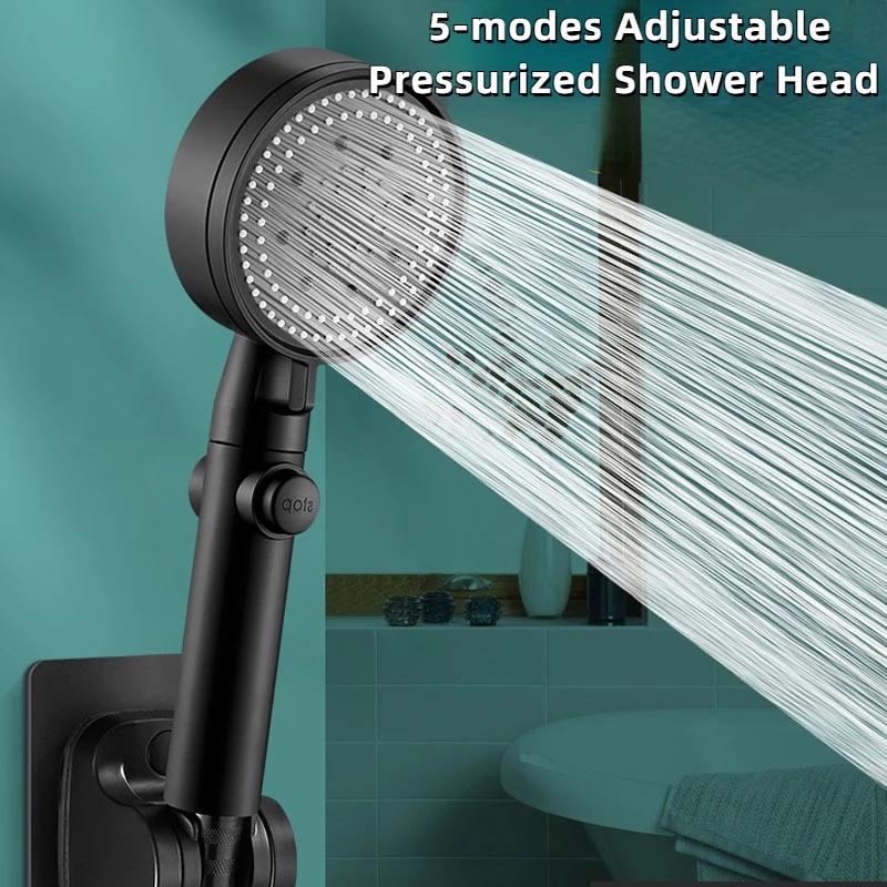 Đầu Vòi Hoa Sen Áp Suất Cao Điều Chỉnh Được 5 Chế Độ Tiết Kiệm Nước Kèm Giá Đỡ Cho Phòng Tắm
