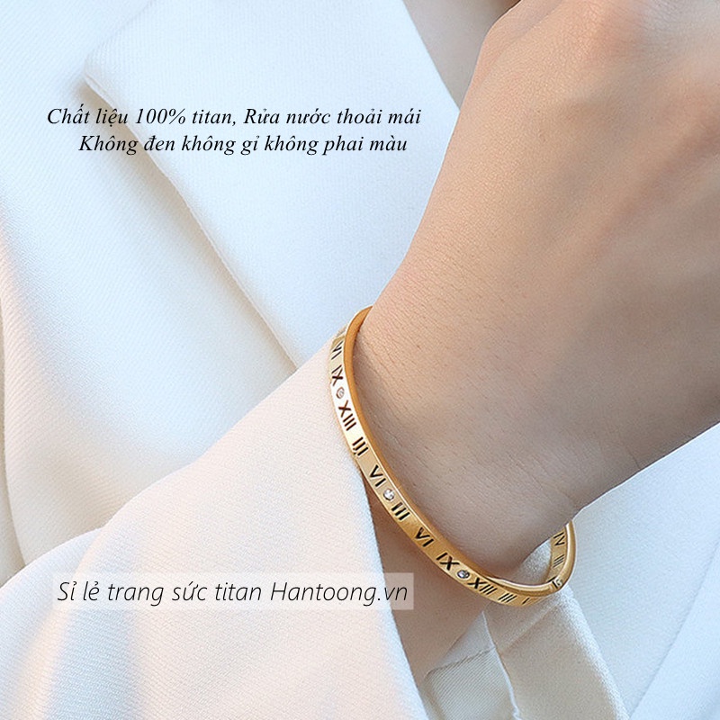 Vòng tay titan nữ không gỉ thiết kế số la mã thời trang thanh lịch phong cách hàn quốc
