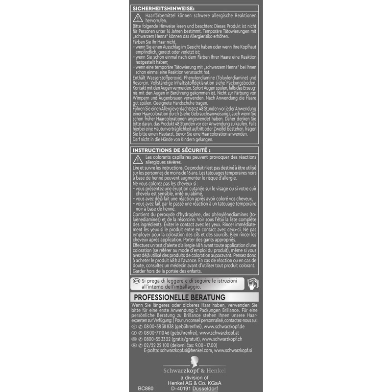 Thuốc nhuộm tóc Schwarzkopf Brillance 880 Nâu sậm