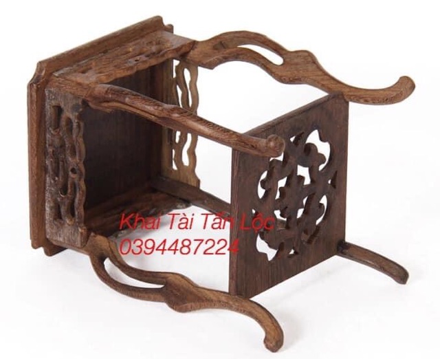 Bộ 4 đế gỗ , đôn gỗ mini kiểu cổ để đặt tượng trang trí