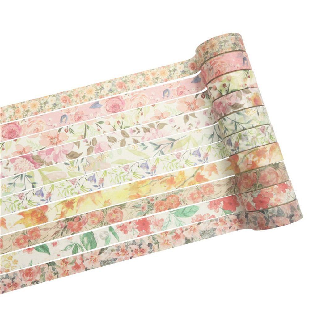 PISTA 10 Cuộn Băng Dính Với Họa Tiết Đáng Yêu Dùng Trang Trí Scrapbook