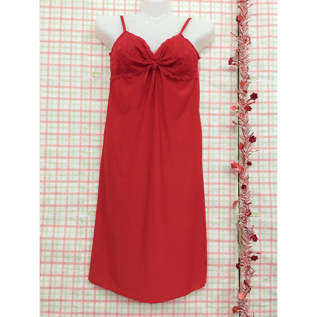 Váy ngủ 2 dây thun lạnh phối ren sexy (hồng, đỏ, đen, tím, xanh) | BigBuy360 - bigbuy360.vn