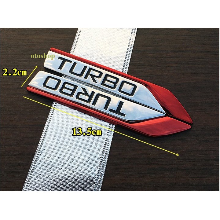 Bộ 2 mang cá kim loại chữ TURBO trang trí xe