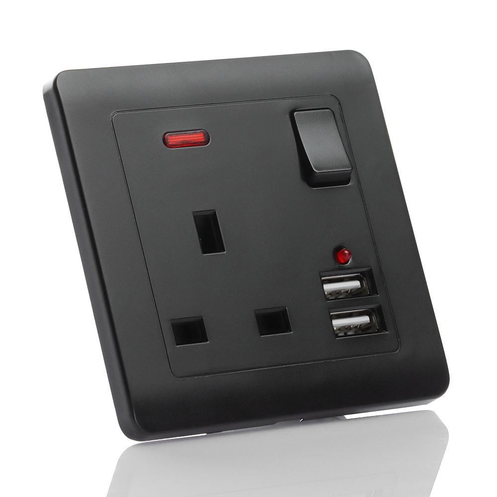 Ổ Cắm Điện USB Tiêu Chuẩn UK Có Đèn LED Hiển Thị 1 Mới