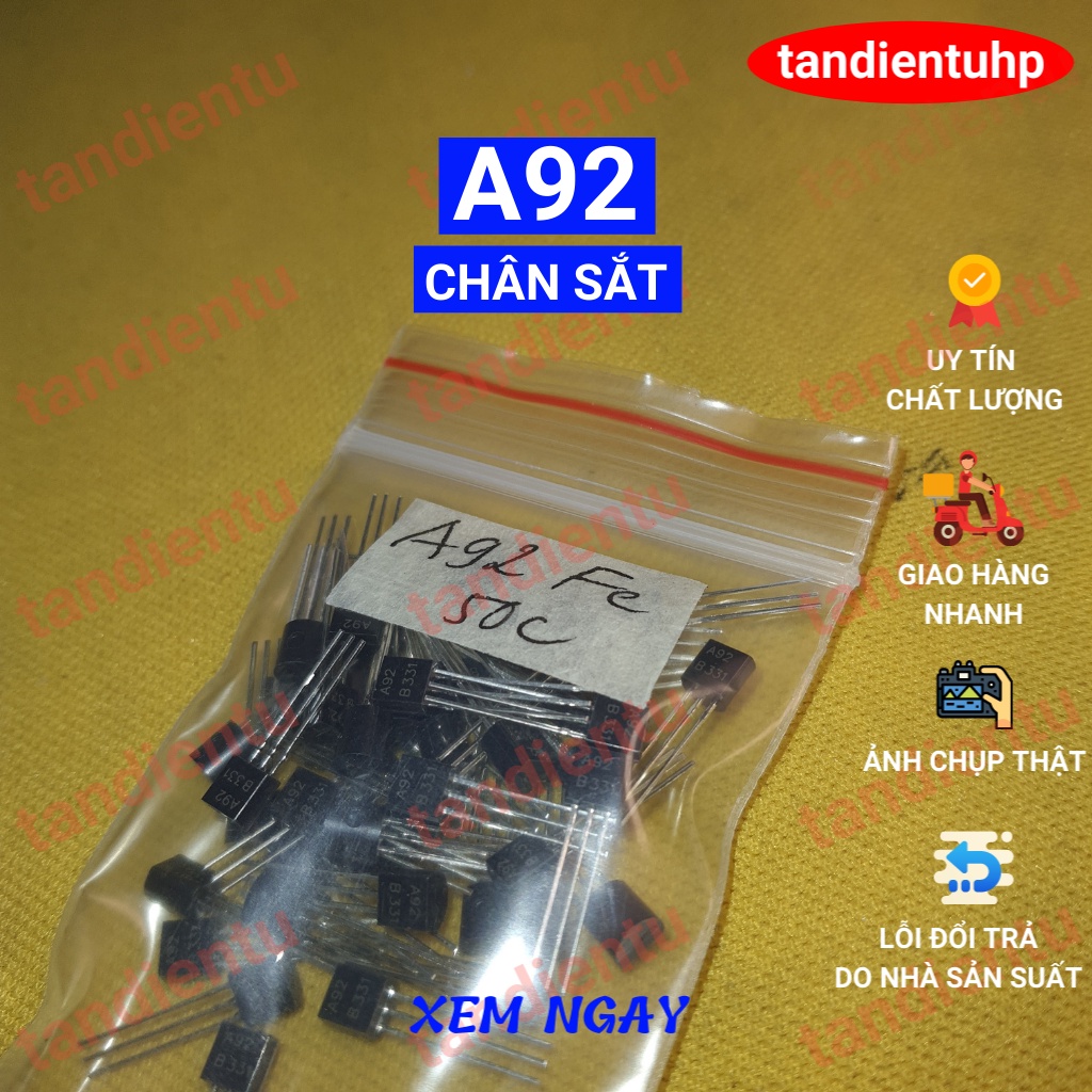 A92 - A42 TO-92 chân Đồng  và chân Sắt . 300V, 0.5A, 0.625W 50 con một gói