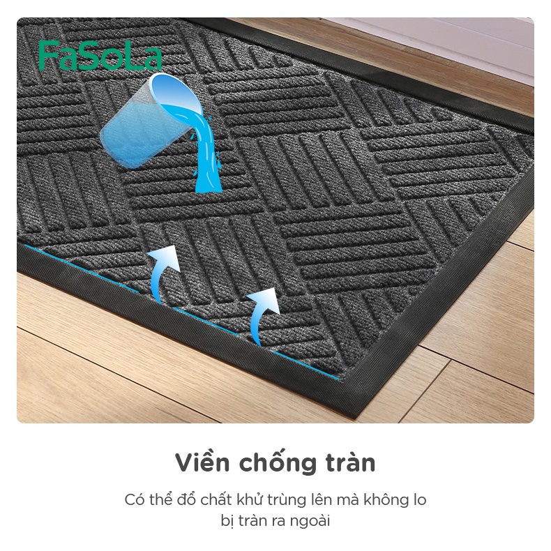 Thảm sàn chống trượt, hoa văn đen sang trọng FASOLA FSLDZ-291