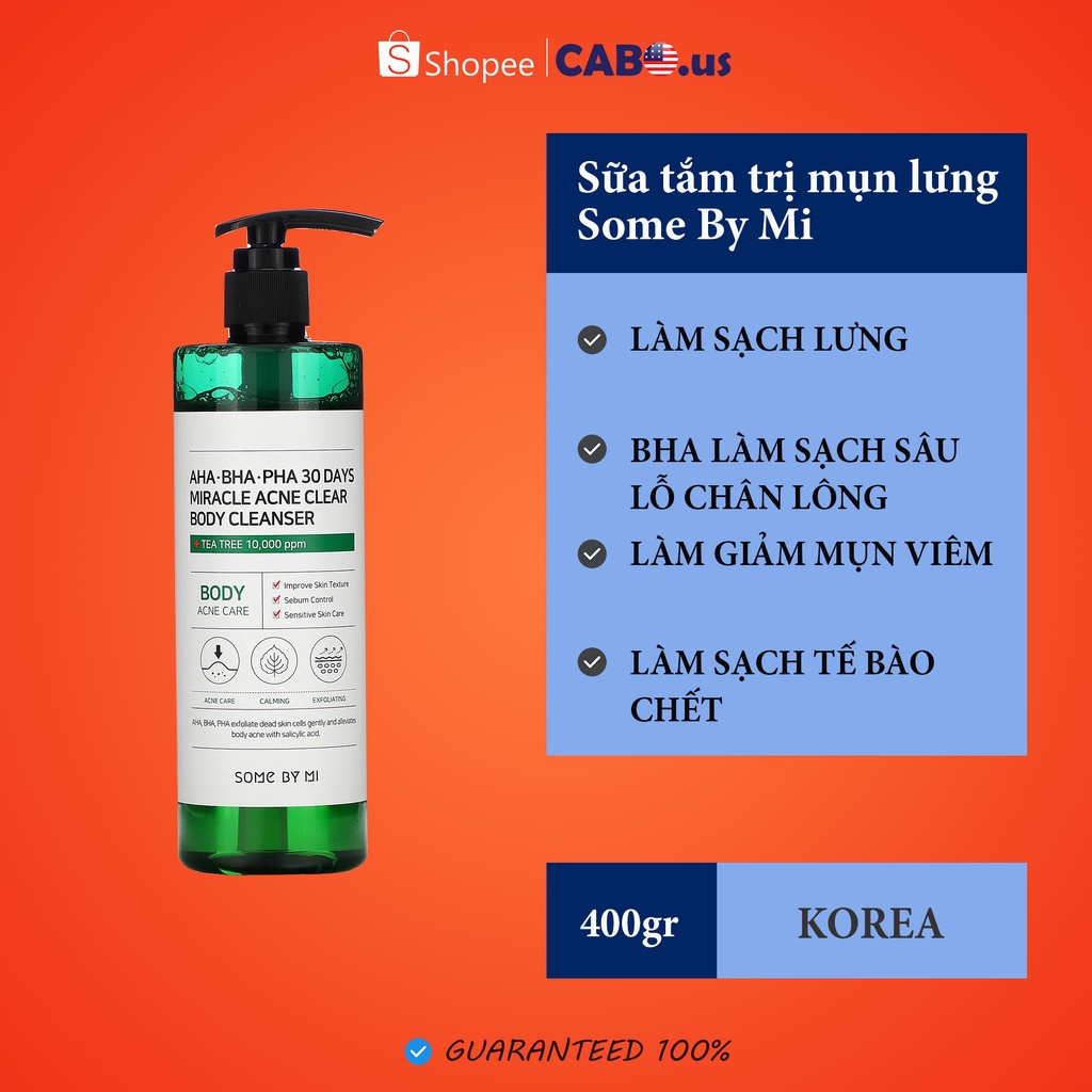 Sữa Tắm Hết Mụn Lưng Somebymi AHA.BHA.PHA 30 Days Miracle clear body cleanser 400g