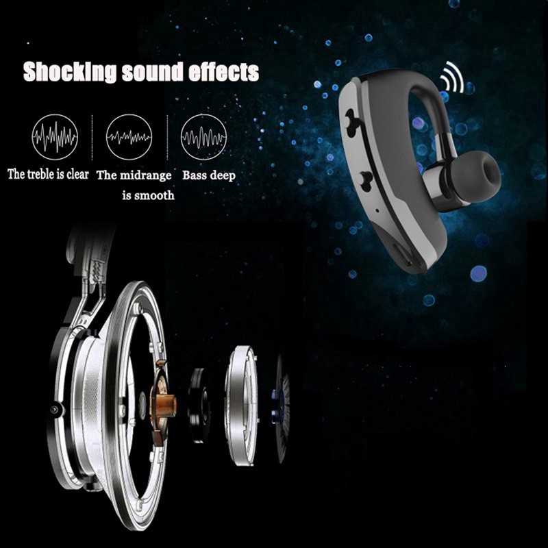 Tai nghe cao cấp chống ồn  FREE SHIP  Tai nghe Bluetooth V9 có mic màu đen sang trọng, thể thao thế hệ mới 5.0