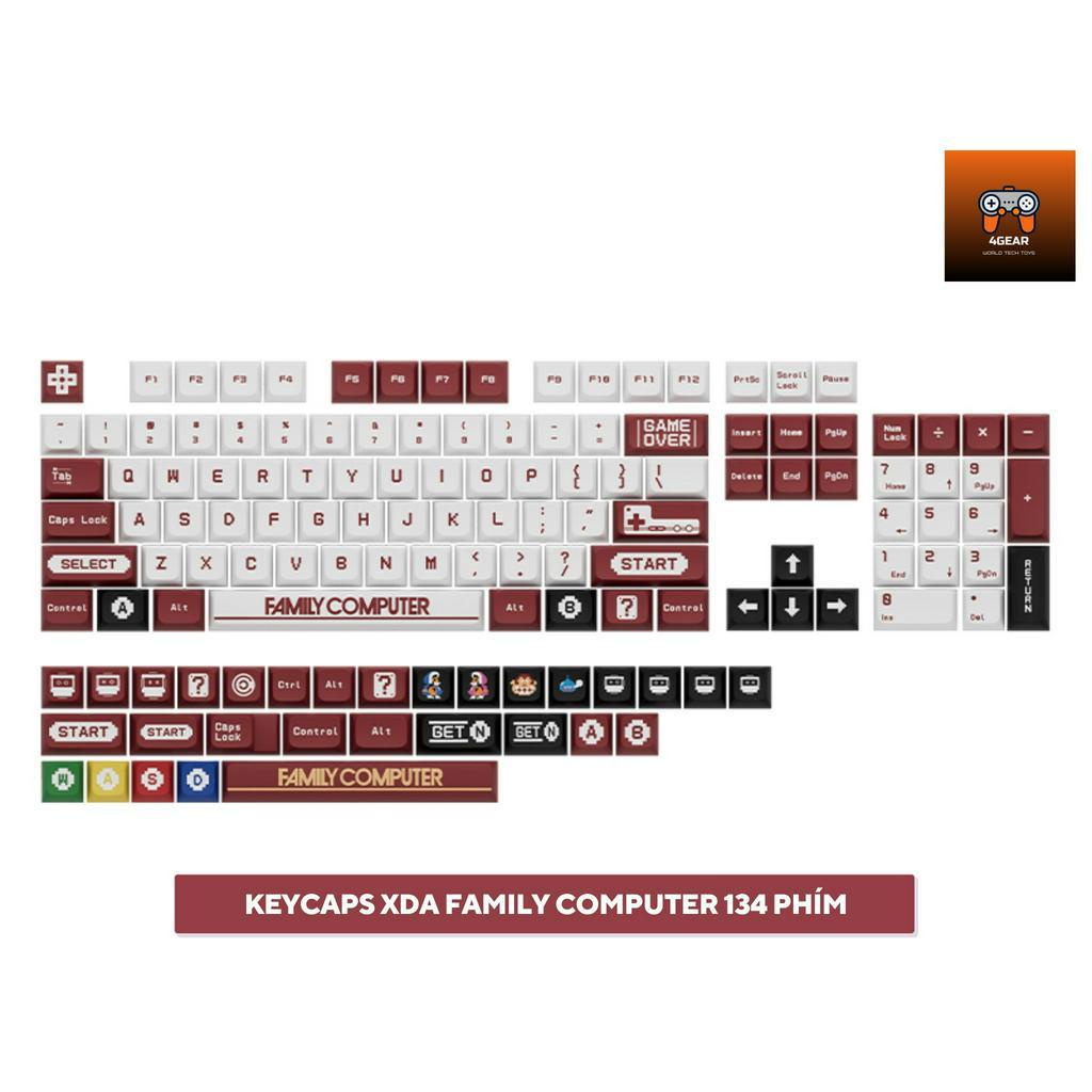 Keycap XDA Family Computer PBT Dyesub 134 phím dành cho bàn phím cơ giá rẻ