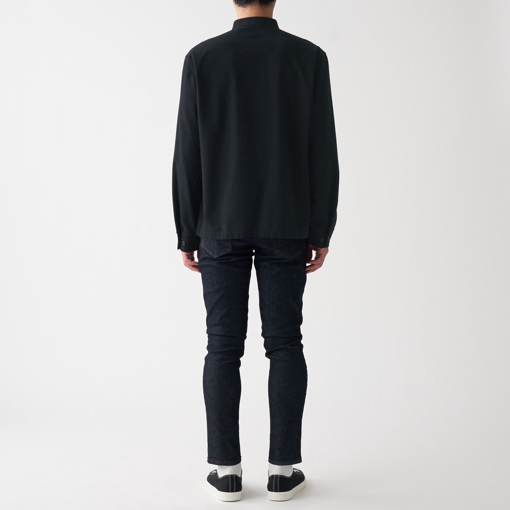 Muji Áo Sơ Mi Cổ Trụ Vải Flannel