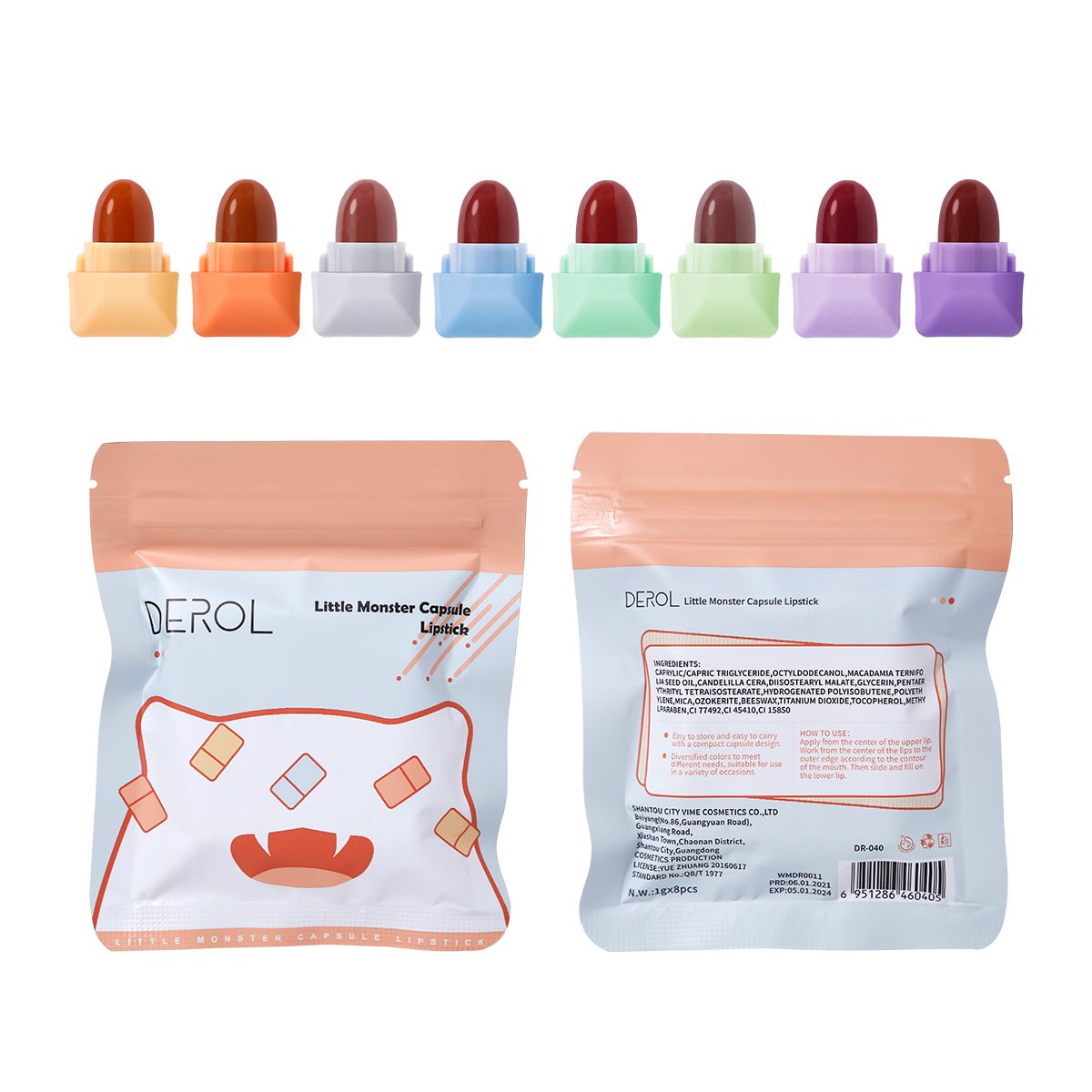 [Hàng mới về] Bộ Son Môi Derol 8 Màu Thiết Kế Hình Viên Thuốc Nhỏ Gọn Sử Dụng Tiện Lợi | BigBuy360 - bigbuy360.vn