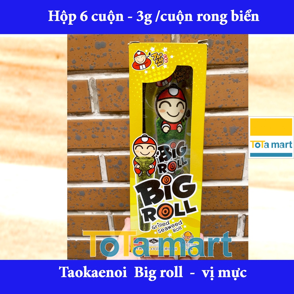 (hsd 2023) (Hộp 6 cuộn) Rong biển ăn liền Cậu Chủ TaoKaeNoi BIG ROLL, 3g/ 1cuộn.