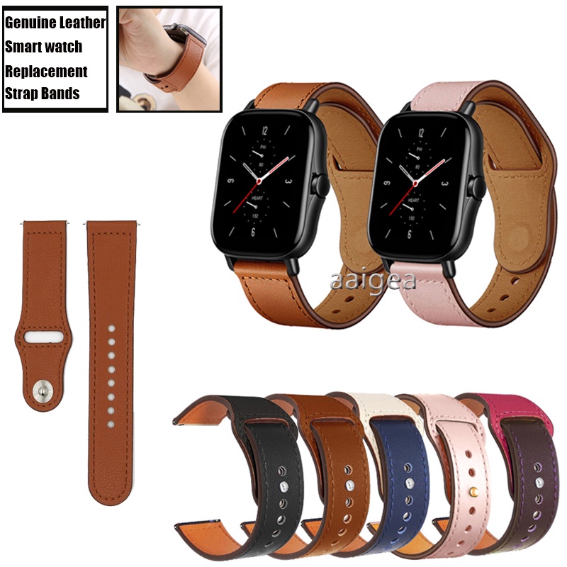 Dây đeo da thật cho đồng hồ thông minh Huami Amazfit GTS3 GTS 2e GTS2 mini / Huami Amazfit Bip Lite S U tùy chọn màu sắc