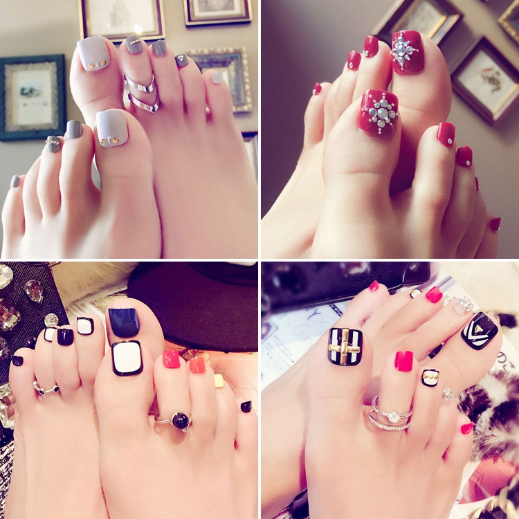 Set 24 Móng Chân Giả Trang Trí Nghệ Thuật