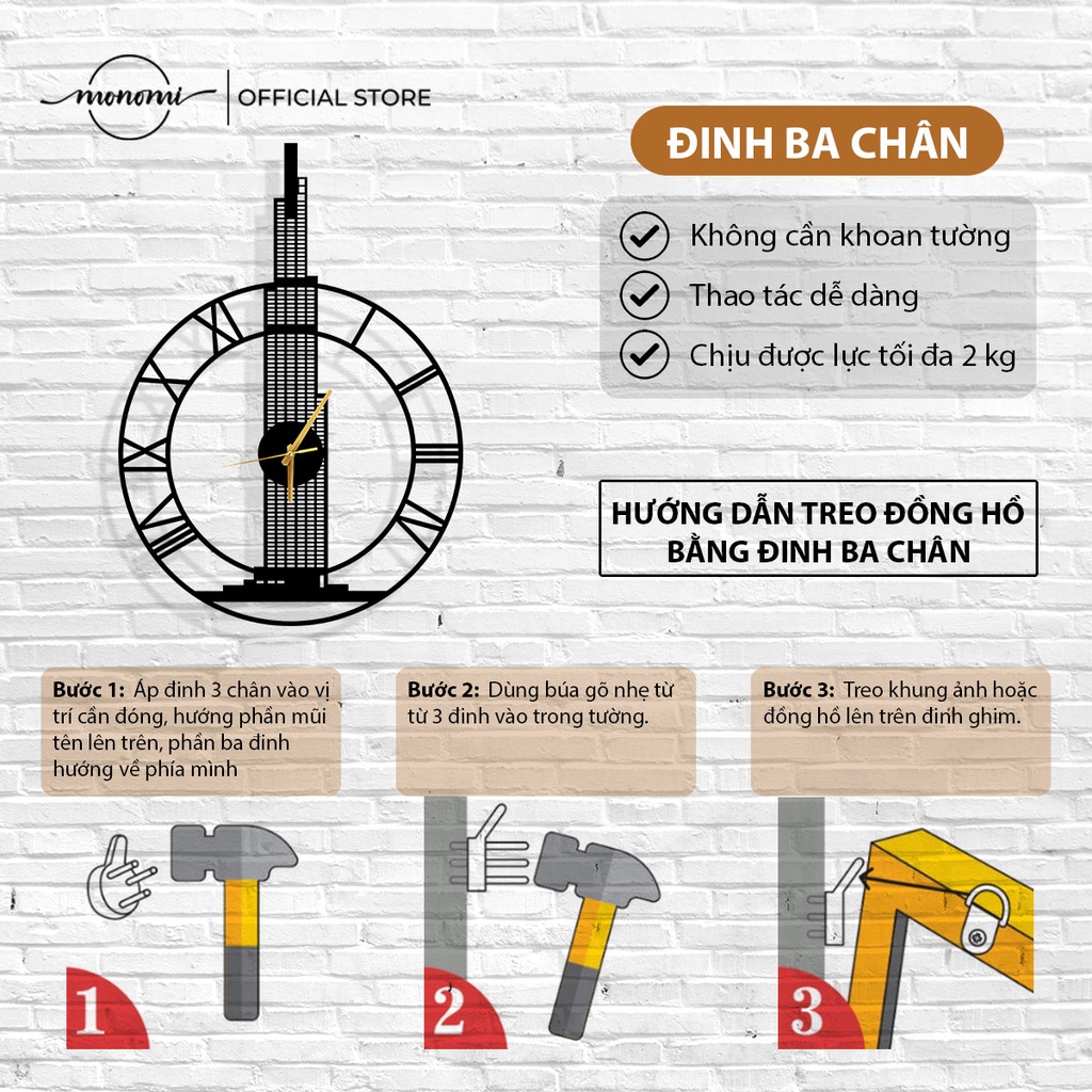 Đồng Hồ Decor CNC Landmark 81 Với Sơn Tĩnh Điện Phù Hợp Phòng Khách & Văn Phòng THE MONOMI - C028