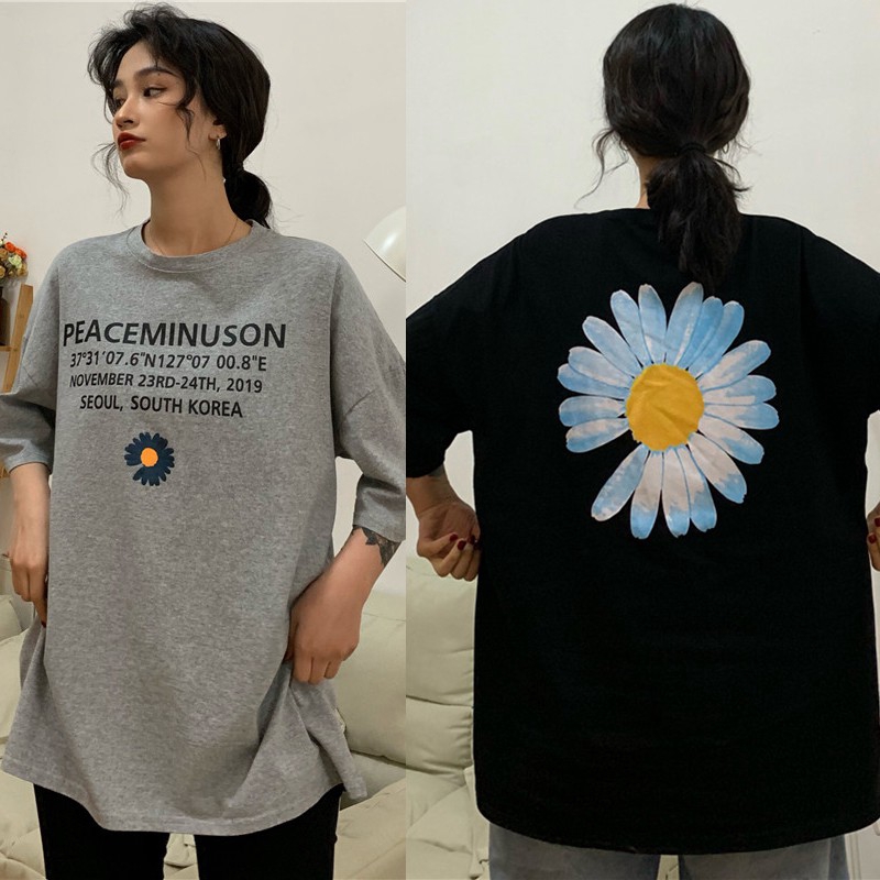[Baywellfashion]Women Summer Crew Neck College Wind Short Sleeve Floral Print Loose T-Shirt | BigBuy360 - bigbuy360.vn