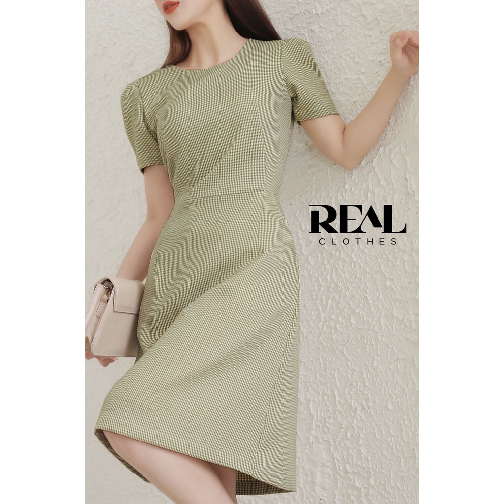 Đầm katie zigzag xanh_REAL