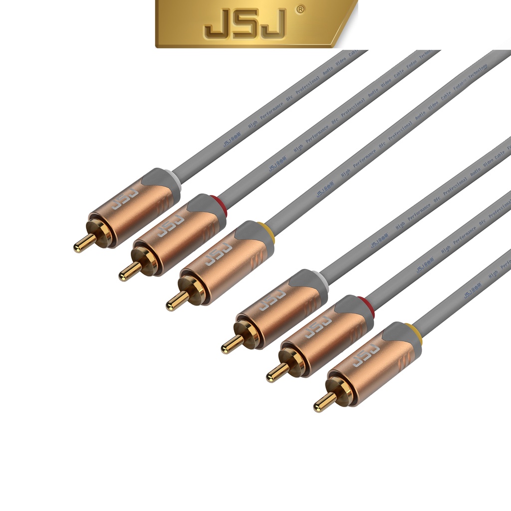 Dây tín hiệu 6 đầu hoa sen đầu av JSJ 6432 dài 1.8m đến 5m dây av co giãn tốt đầu cắm gia công mạ vàng âm thanh hay