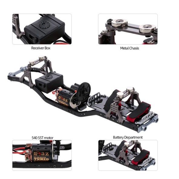 Khung xe RC Kim loại với động cơ 540 cho AXIAL SCX10 RC Crawler