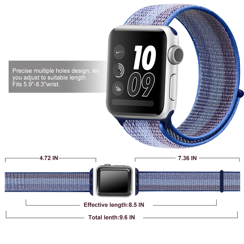 Dây Đeo Nylon Thể Thao 38mm 42mm Cho iwatch SE 6 5 4 3 2 44mm