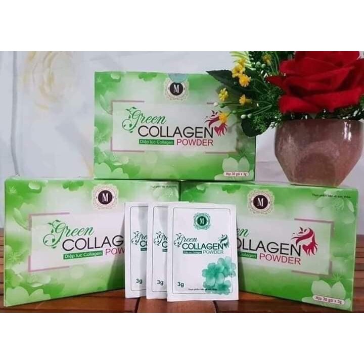 Diệp lục collagen green colagen  hỗ trợ làm đẹp da giảm thâm nám mờ tàn nhang bổ sung vitamin khoáng chất từ rau xanh