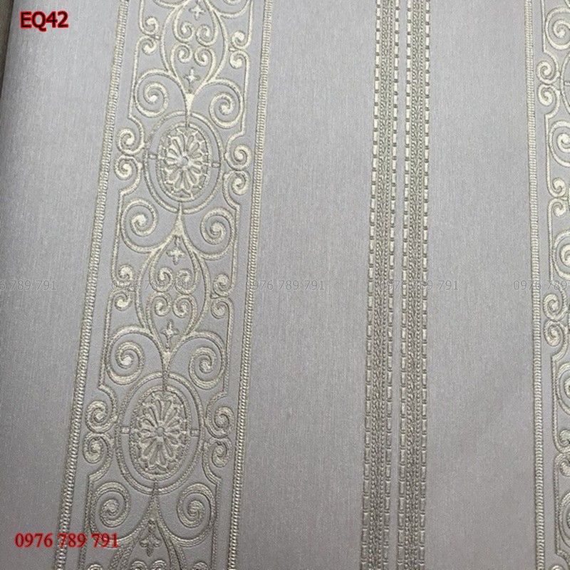 Giấy Dán Tường Đức Cao Cấp Dải Dọc Hoa Tân Cổ Điển 3D Cho Phòng Khách, Phòng Ngủ, Lụa Không Keo, Khổ 10m x 53 cm