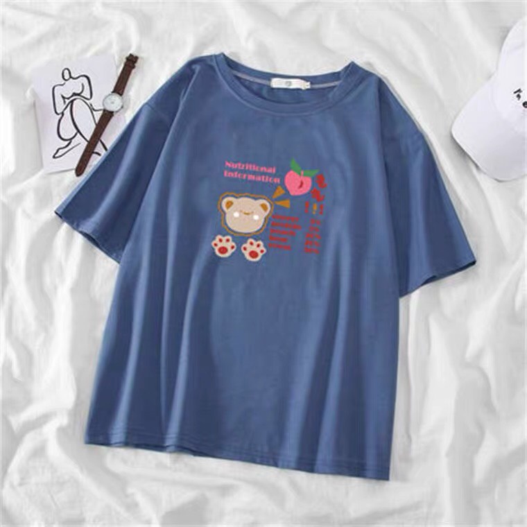 Sét Áo Gấu Cute + quần kẻ karo xanh , Áo thun from rộng, Chất đẹp không xù, Sét bộ mặc ở nhà - MODY