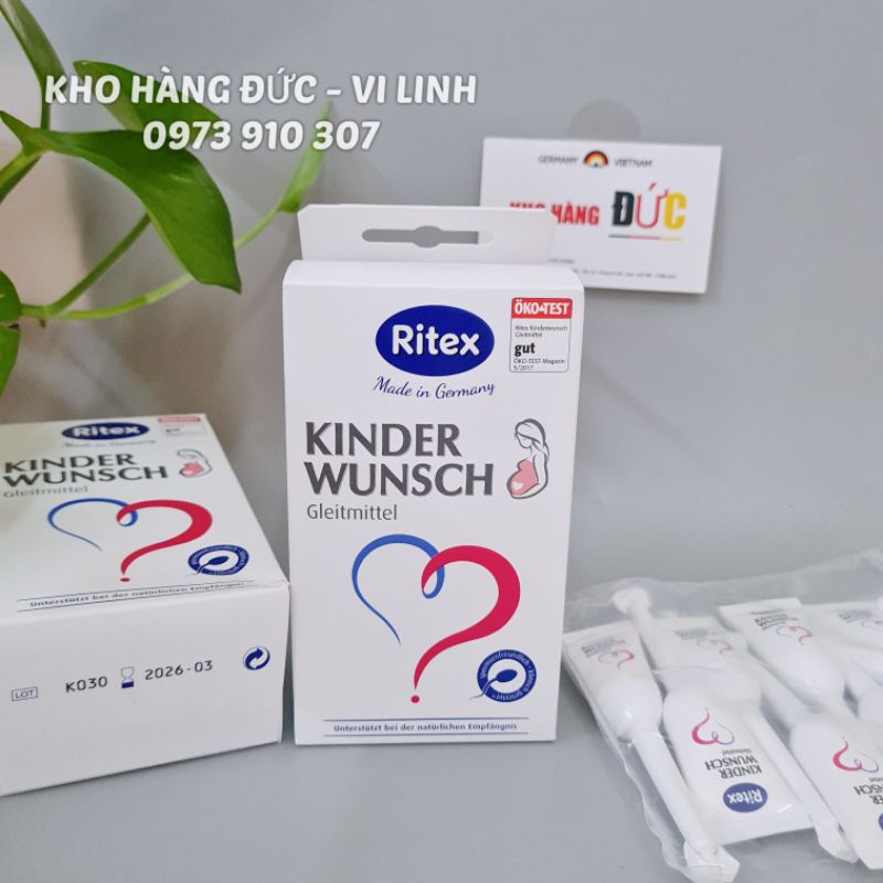 Gel tạo môi trường Kinder Wunsch Ritex hỗ trợ mang thai tự nhiên hộp 8 tuýp