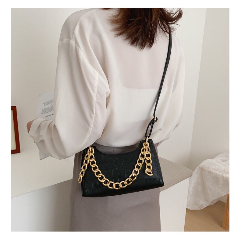 Túi xách nữ 👑FREESHIP 50K👑 Túi xách nữ dây xích bản to kiểu dáng mới lạ 2020 7163 | BigBuy360 - bigbuy360.vn