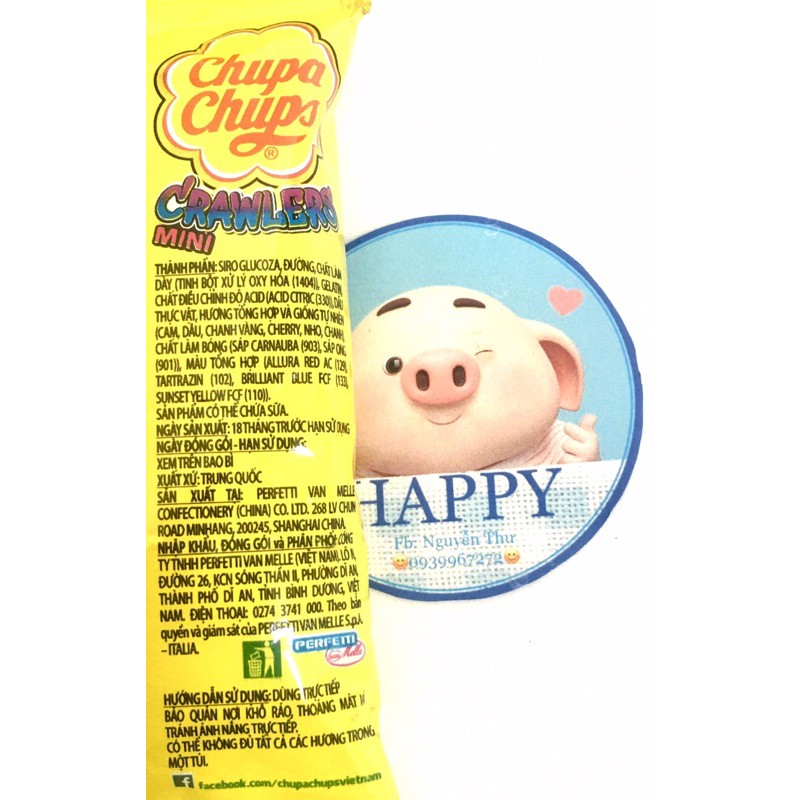 Kẹo dẻo Chupa Chups Crawlers Mini hương trái cây hỗn hợp gói 24g