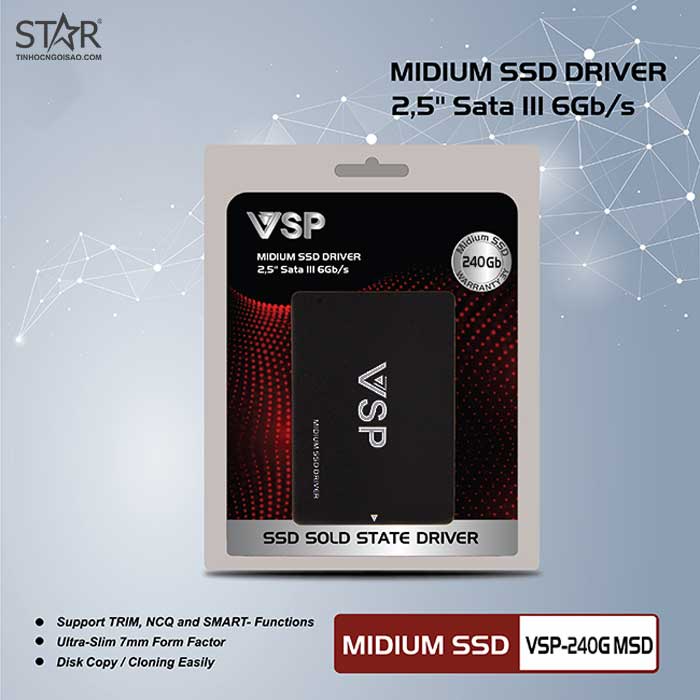 Ổ cứng SSD 240G VSPTech Midium Driver Sata III 6Gb/s MLC (VSP-240G MSD) | BigBuy360 - bigbuy360.vn