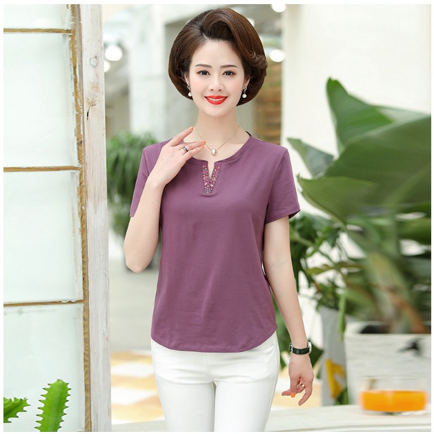(HÀNG SẴN) Áo Thun Mềm Đẹp Giản Dị Cho Mẹ SM07 - Hàng Quảng Châu Cao Cấp