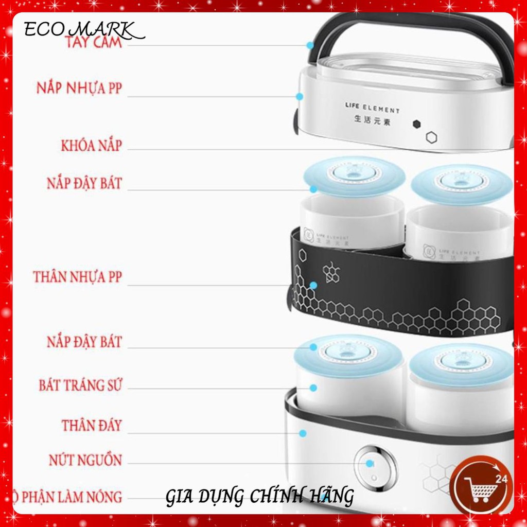 [Hàng loại 1] Hộp cơm cắm điện hẹn giờ  2 tầng, 4 bát gốm sứ, giữ nhiệt, hâm nóng và nấu chín thức ăn, độ bền cao | BigBuy360 - bigbuy360.vn