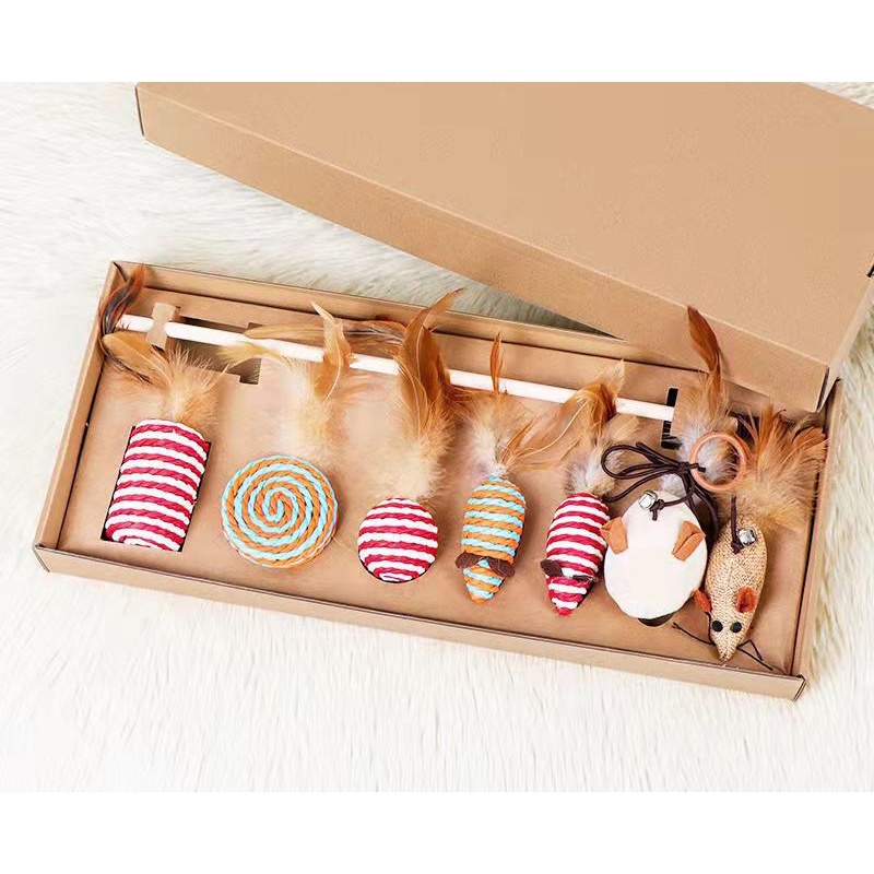 Đồ Chơi Cần Câu Cho Mèo Set 7 Món