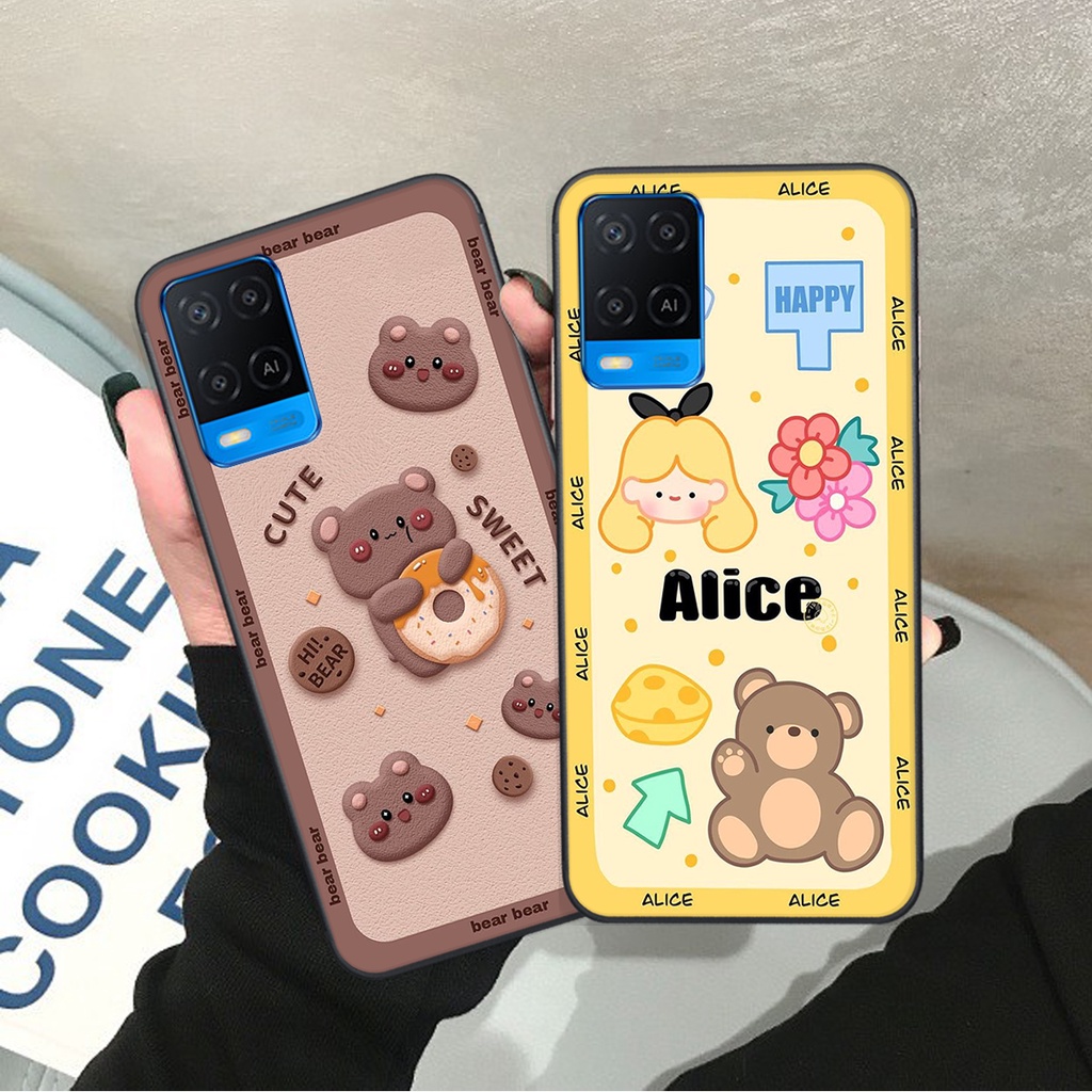 Ốp lưng Oppo A54 in hình Gấu nâu - hồng, Gấu Be@rick  cực CUTE, DỄ THƯƠNG