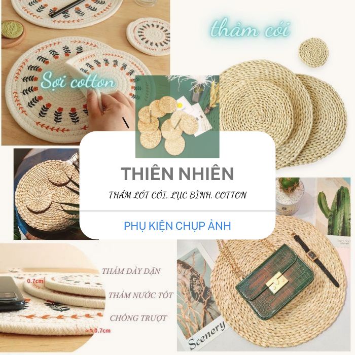 (NHIỀU SIZE-MẪU HỌA TIẾT ĐẸP) THẢM CÓI decor, miếng lót cách nhiệt. Tấm LỤC BÌNH TRÒN phụ kiện trang trí chụp ảnh