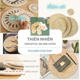 (NHIỀU SIZE-MẪU HỌA TIẾT ĐẸP) THẢM CÓI decor, miếng lót cách nhiệt. Tấm LỤC BÌNH TRÒN phụ kiện trang trí chụp ảnh