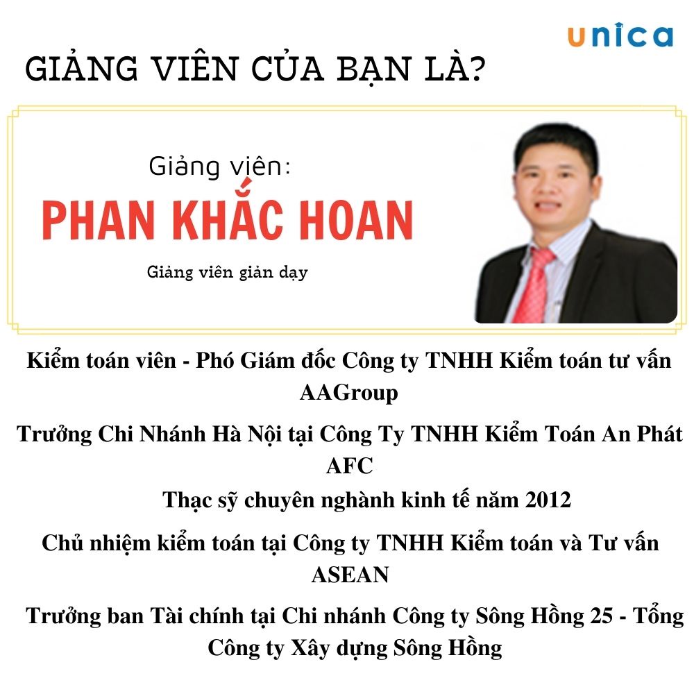 Toàn quốc- [Evoucher] Khóa học Định khoản kế toán cho người mới bắt đầu , GV Phan Khắc Hoan UNICA.VN