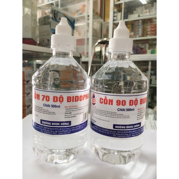 Cồn 70 và cồn 90 Bidopha 500ml, vòi xịt