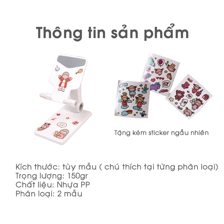 Kệ Giá Nâng Điện Thoại Máy Tính Bản Ipad Có Thể Xếp Gọn Tiện Lợi CUTE - Tặng Kèm Sticker