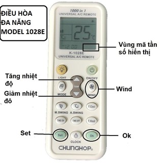 Điều khiển điều hòa đa năng K-1028E