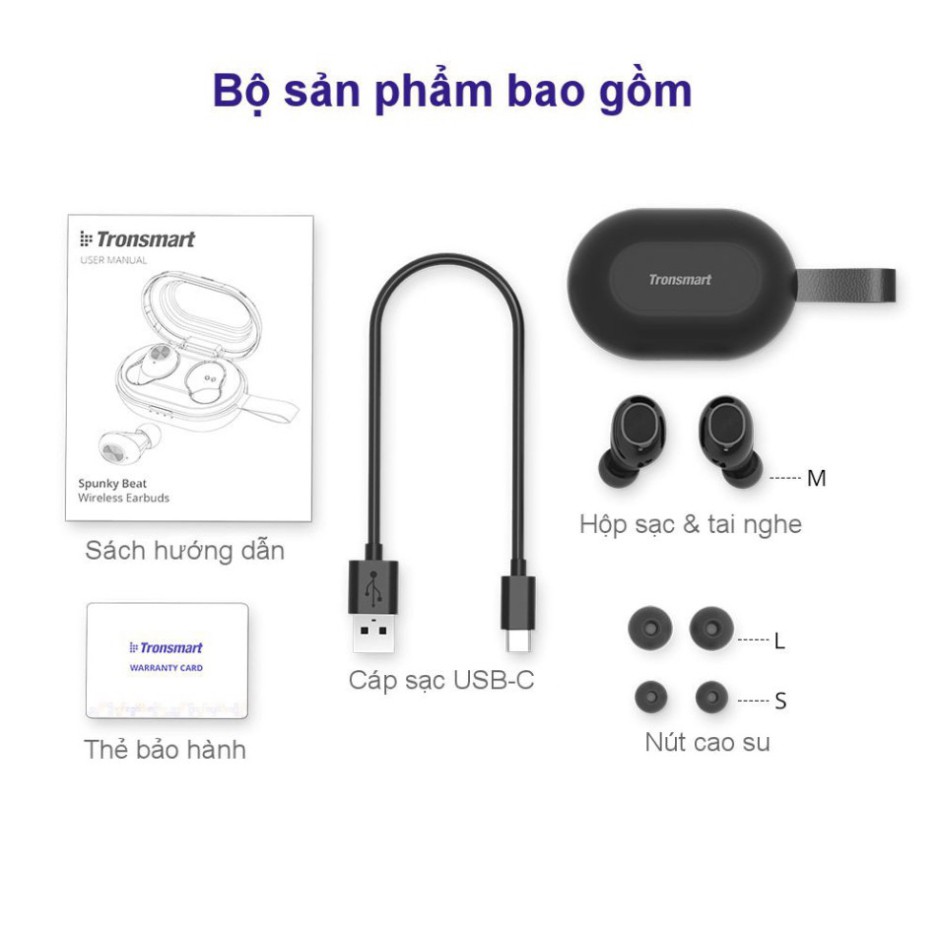 HÓT SALE ✪ CHÍNH HÃNG ✪ Tronsmart Spunky Beat | Tai nghe Bluetooth không dây 5.0 chống nước IPX5 tích hợp công nghệ hủy 