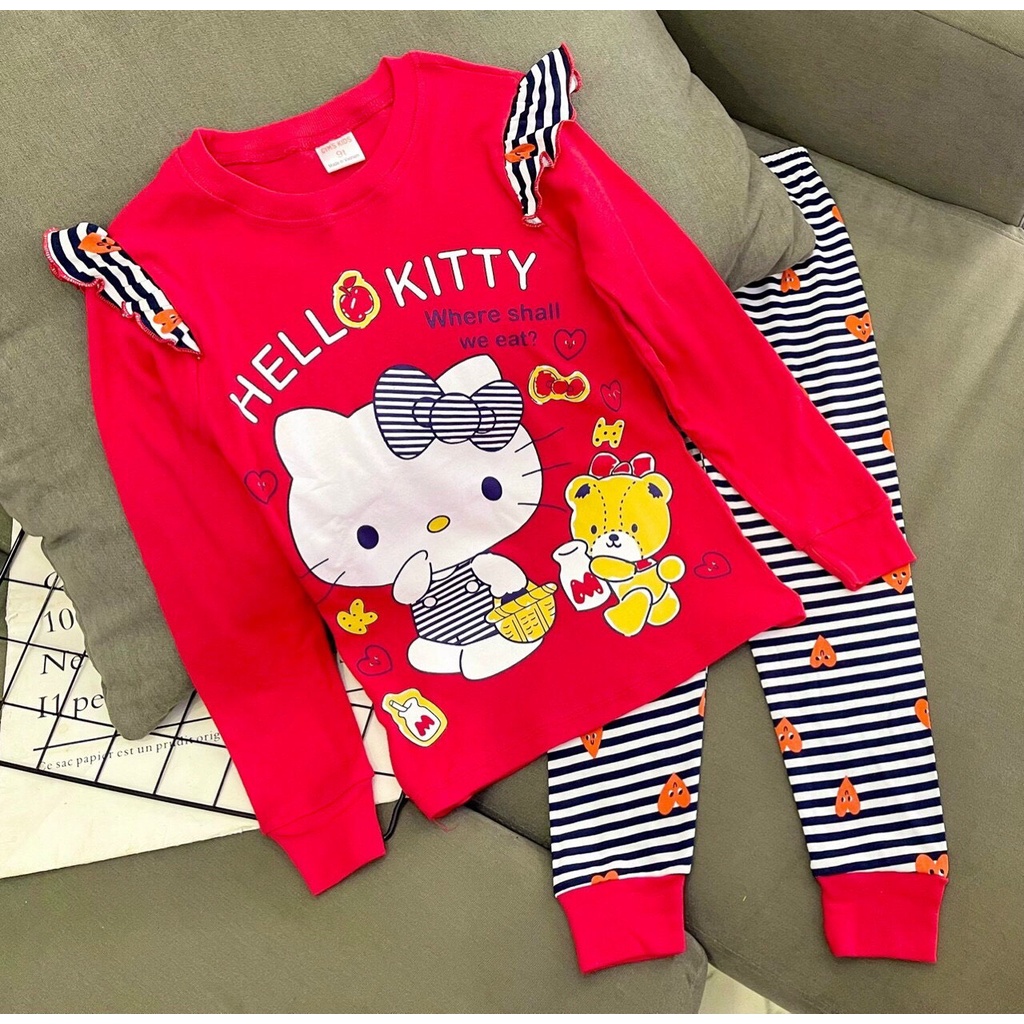 [20-43kg] Bộ Tay dài Quần dài cotton borip siêu mền mịn cho bé gái, Đồ thu đông, Quần áo mặc nhà