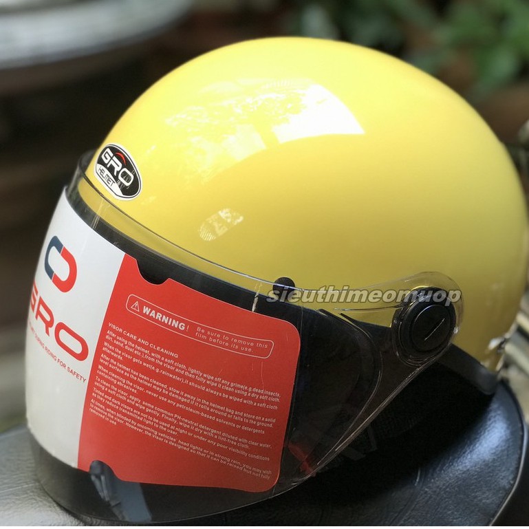 Nón bảo hiểm NỬA ĐẦU có kính nam,nữ GRO - nhiều màu - kính dài che đến cằm