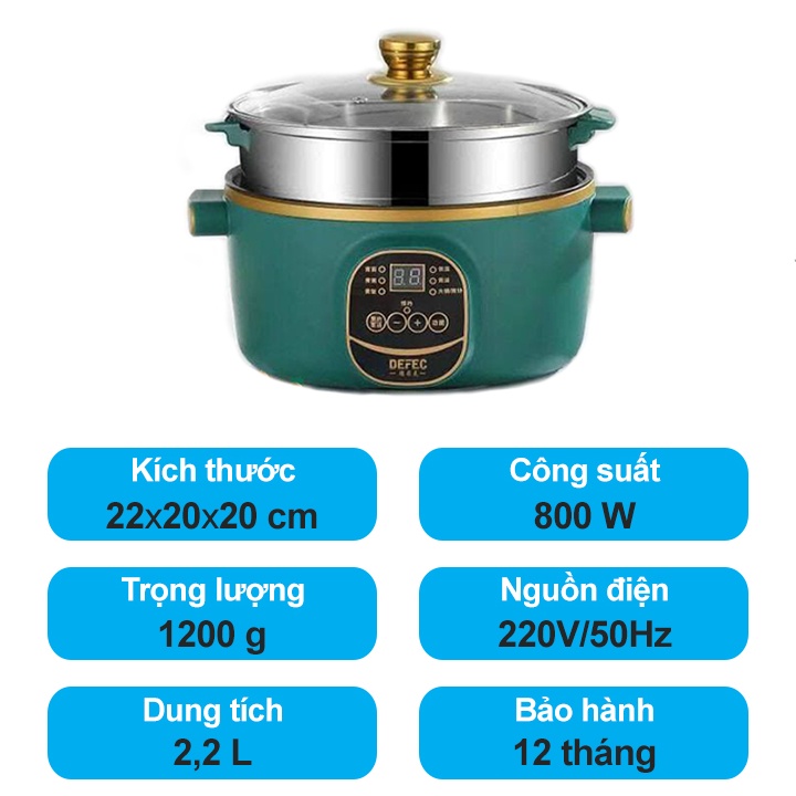 Nồi Lẩu Mini Kết Hợp Nồi Nấu Đa Năng Có Tay Cầm Dung Tích 2,4L, 6 Chế Độ Mẫu Mới 2021 Kèm Giá Hấp