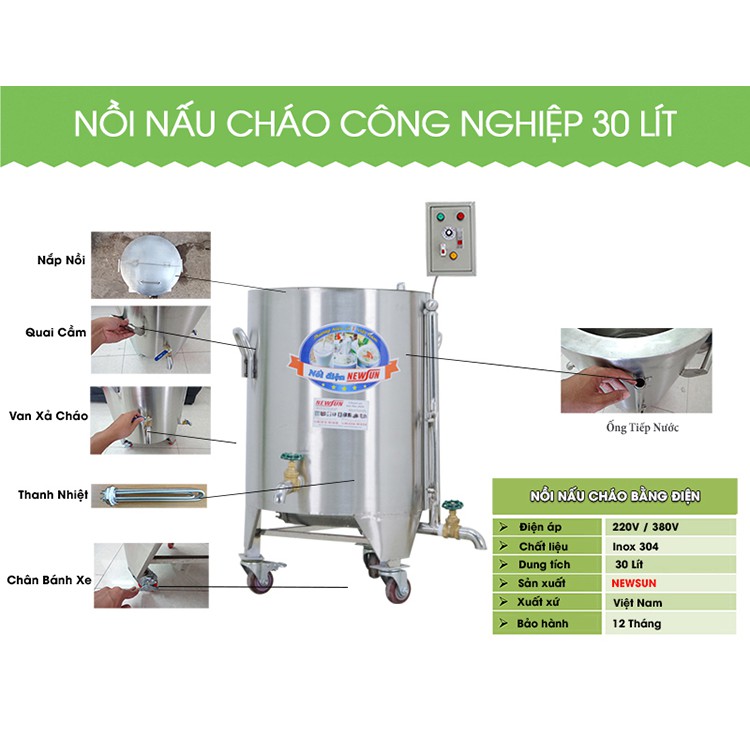 Nồi nấu cháo công nghiệp NEWSUN 30L - Hàng chính hãng - Nấu cháo nhanh - Bảo hành 12 tháng