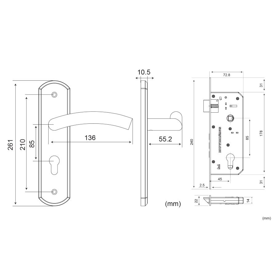 KHOÁ TAY NẮM HUY HOÀNG SS 8537 / SS 8534, KHÓA HUY HOÀNG INOX 304